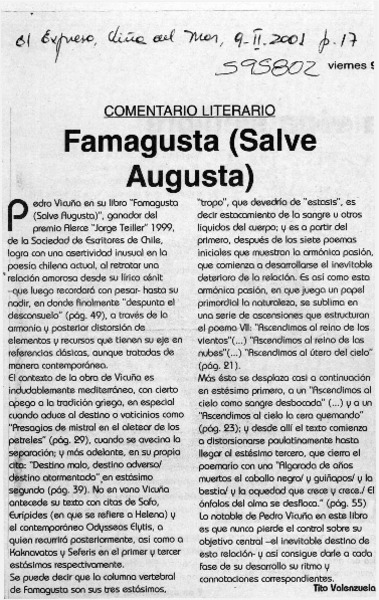 Famagusta (Salve Augusta)  [artículo] Tito Valenzuela