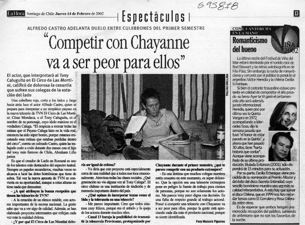 "Competir con Chayanne va a ser peor para ellos"  [artículo] Fany Mazuela Figueroa