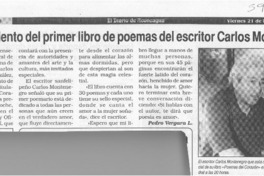 Lanzamiento del primer libro de poemas del escritor Carlos Montenegro  [artículo] Pedro Vergara L.