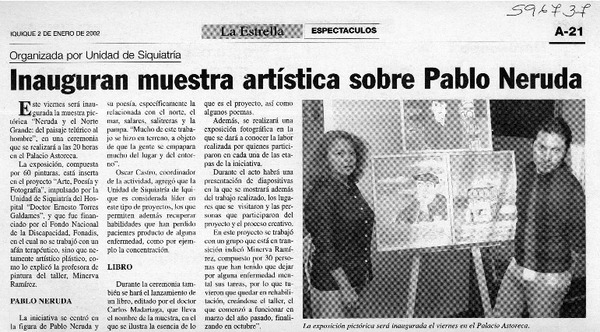 Inauguran muestra artística sobre Pablo Neruda  [artículo]