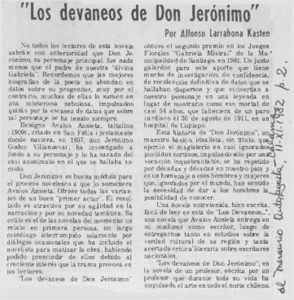 "Los devaneos de don Jerónimo"