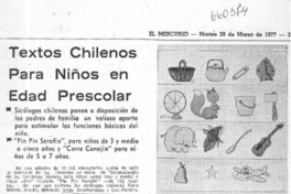Textos chilenos para niños en edad preescolar.  [artículo]