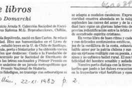 Crítica de libros  [artículo] Edilberto Domarchi.