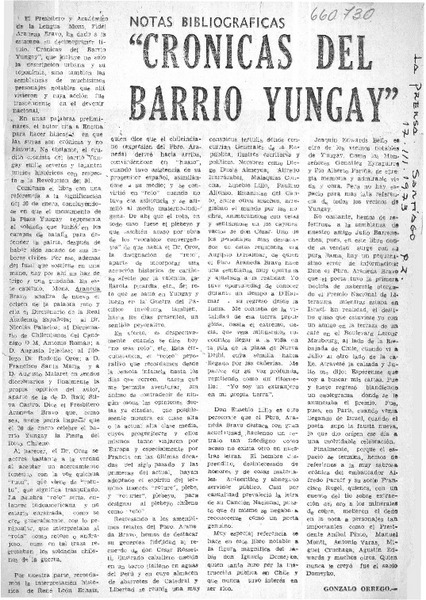 Crónicas Barrio Yungay"  [artículo] Gonzalo Orrego.