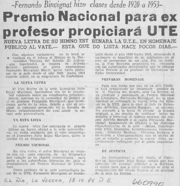 Premio nacional para ex profesor propiciará UTE.