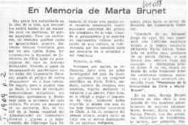 En memoria de Marta Brunet  [artículo] Luis Sánchez Latorre.