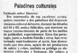 Paladines culturales  [artículo] Benigno Avalos Ansieta.