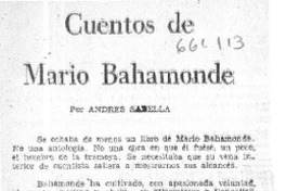 Cuentos de Mario Bahamonde  [artículo] Andrés Sabella.
