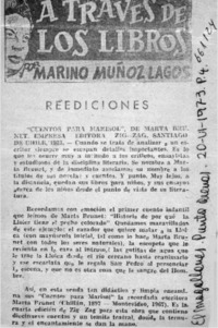 A través de los libros  [artículo] Marino Muñoz Lagos.