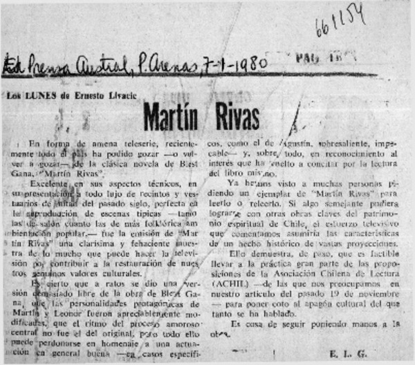 Martín Rivas  [artículo] E. L. G.
