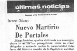 Nuevo martirio de Portales  [artículo] Fidel Araneda Bravo.
