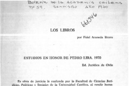 Estudios en honor de Pedro Lira