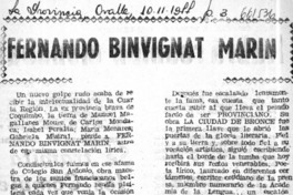Fernando Binvignat Marín  [artículo] P. Vega G.