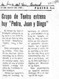 Grupo de teatro estrena hoy "Pedro, Juan y Diego".