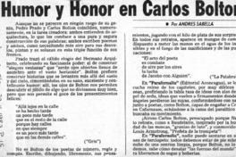 Humor y honor en Carlos Bolton  [artículo] Andrés Sabella.