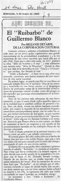 El "Ruibarbo" de Guillermo Blanco  [artículo] Belianis Detarfe.