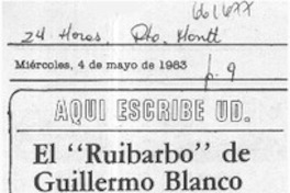 El "Ruibarbo" de Guillermo Blanco  [artículo] Belianis Detarfe.