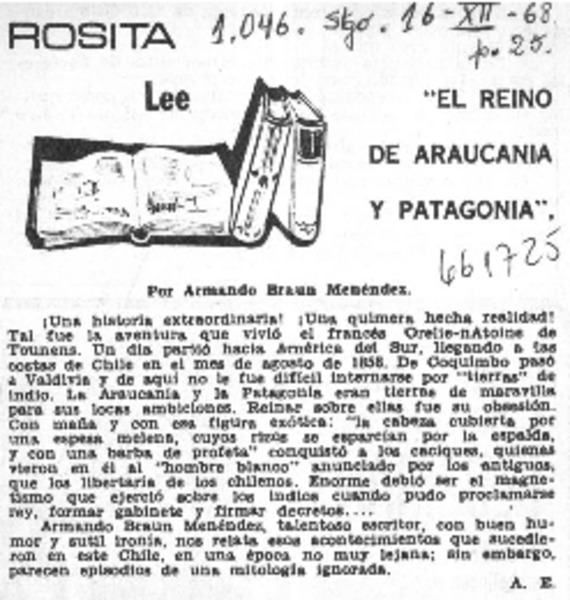 El reino de Araucanía y Patagonia  [artículo] A. E.