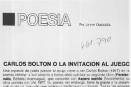 Carlos Bolton o la invitación al juego  [artículo] Jaime Quezada.