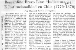 Bernardino Bravo Lira: "Judicatura e Institucionalidad en Chile"  [artículo] Manuel Salvat Monguillot.