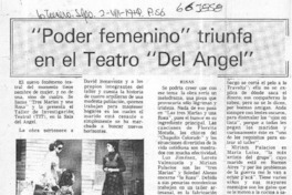 Poder femenino" trinfa en el Teatro "Del ángel"  [artículo]