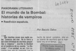 Mundo de la Bombal, historias de vampiros  [artículo] Baccio Salvo.