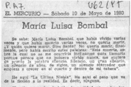 María Luisa Bombal  [artículo] Luis Sánchez Latorre.