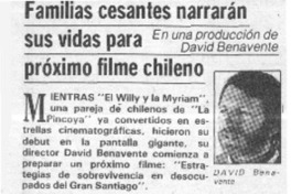 Familias cesantes narrarán sus vidas para próximo filme chileno.  [artículo]