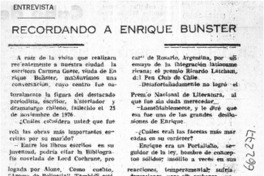 Recordando a Enrique Bunster  [artículo] A.P.