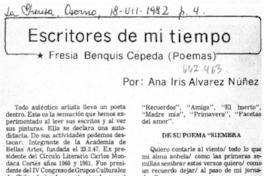 Escritores de mi tiempo  [artículo] Ana Iris Álvarez Núñez.