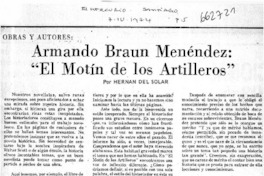 Armando Braun Menéndez, "El motín de los artilleros"  [artículo] Hernán del Solar.