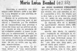 María Luisa Bombal  [artículo] Julio Ramírez Fernández.