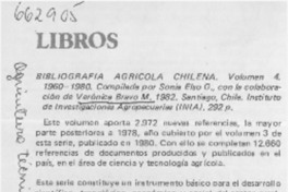 Bibliografía agricola chilena  [artículo] Hiram Grove V.