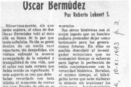 Oscar Bermúdez  [artículo] Roberto Lehnart S.