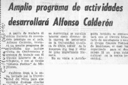 Amplio programa de actividades desarrollará Alfonso Calderón.  [artículo]