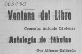 Antología de fábulas  [artículo] Antonio Cardenas.