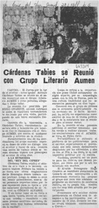 Cárdenas Tabies se reunió con Grupo Literario Aumen.  [artículo]