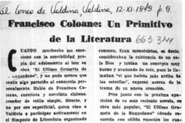 Francisco Coloane, un primitivo de la literatura  [artículo] Abel Manríquez Machuca.