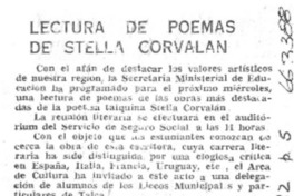 Lectura de poemas de Stella Corvalán.