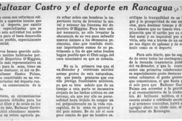 Baltazar Catro y el deporte en Rancagua.  [artículo]