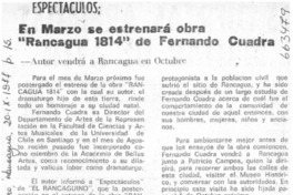 En marzo se estrenará obra "Rancagua 1814" de Fernando Cuadra.