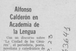 Alfonso Calderón en Academia de la Lengua.