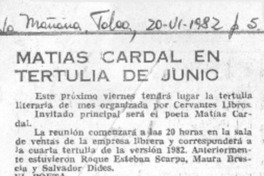 Matías Cardal en tertulia de junio.