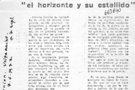 El horizonte y su estallido"  [artículo] Floridor Pérez.