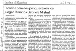 Premios para dos penquistas en los juegos literarios Gabriela Mistral