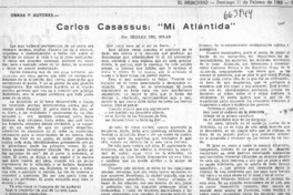 Carlos Casassus, "Mi Atlántida"  [artículo] Hernán del Solar.