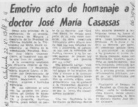 Emotivo acto de homenaje a doctor José María Casassas.