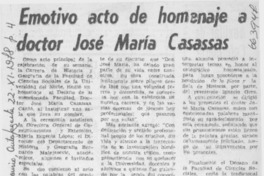Emotivo acto de homenaje a doctor José María Casassas.