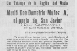 Murió don Demetrio Muñoz A. el poeta de San Javier