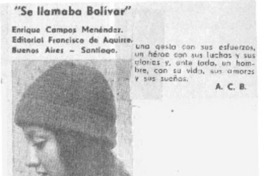 "Se llamaba Bolívar"  [artículo] A.C.B.
